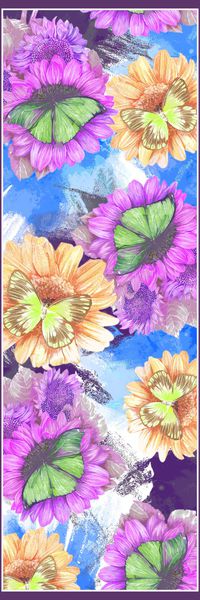 时尚优雅花卉丝巾长巾印花华亿平台图片