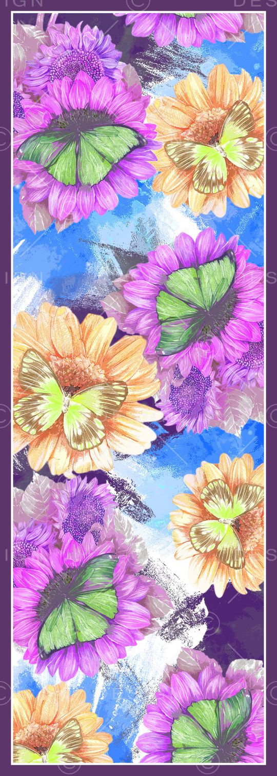 时尚优雅花卉丝巾长巾印花华亿平台图片