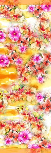 时尚优雅花卉丝巾长巾印花华亿平台图片