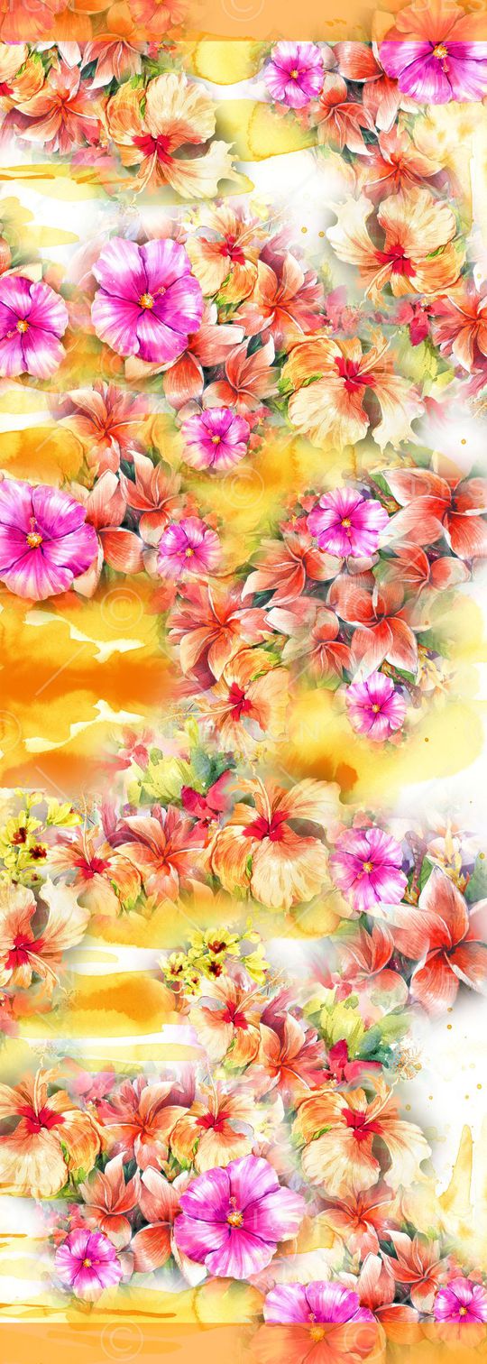 时尚优雅花卉丝巾长巾印花华亿平台图片