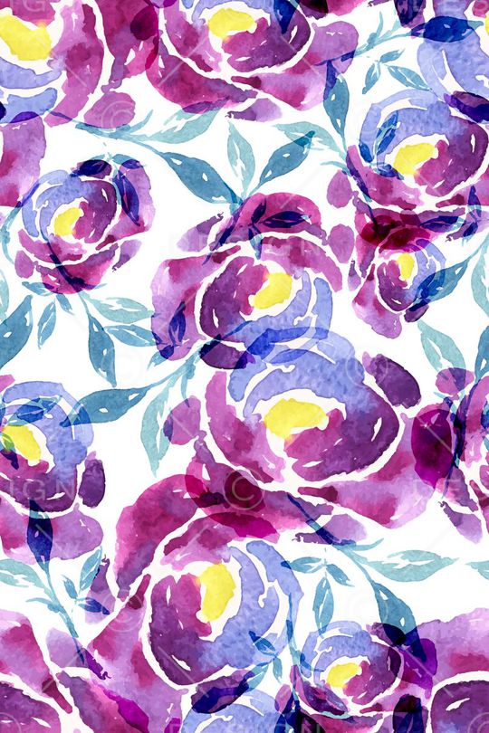 手绘水彩花卉印花华亿平台图片