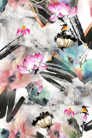 水墨印花华亿平台图片