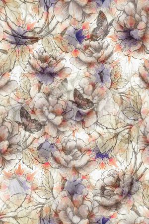 复古手绘牡丹印花印花华亿平台图片