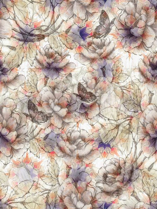 复古手绘牡丹印花印花华亿平台图片