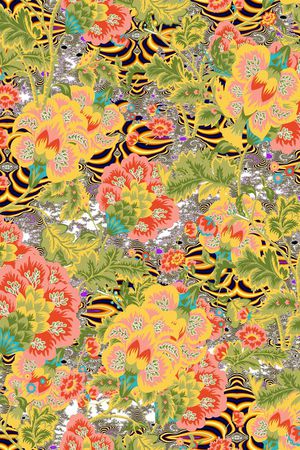 炫彩、手绘、民族花卉印花华亿平台图片