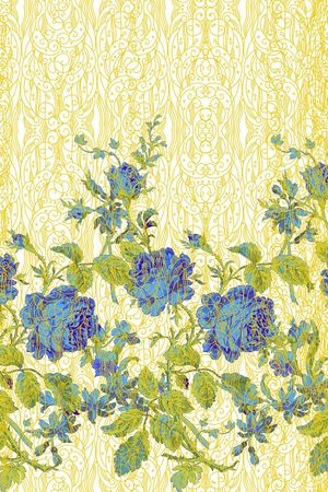 复古、手绘、玫瑰、民族花纹印花华亿平台图片