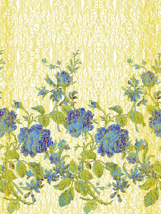 复古、手绘、玫瑰、民族花纹印花华亿平台图片