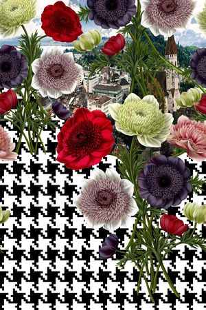 手绘花卉、千鸟格、风景图片印花华亿平台图片