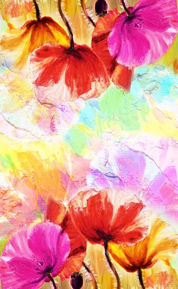 639095-油画花卉 长巾