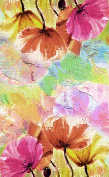 639096-油画花卉 长巾--2