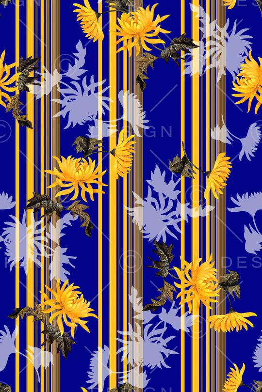 抽象手绘满版花卉印花华亿平台图片