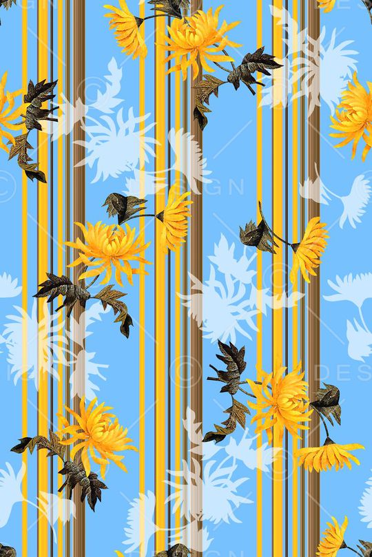 抽象手绘满版花卉印花华亿平台图片