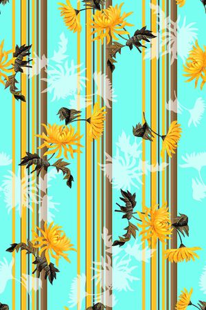 抽象手绘满版花卉印花华亿平台图片