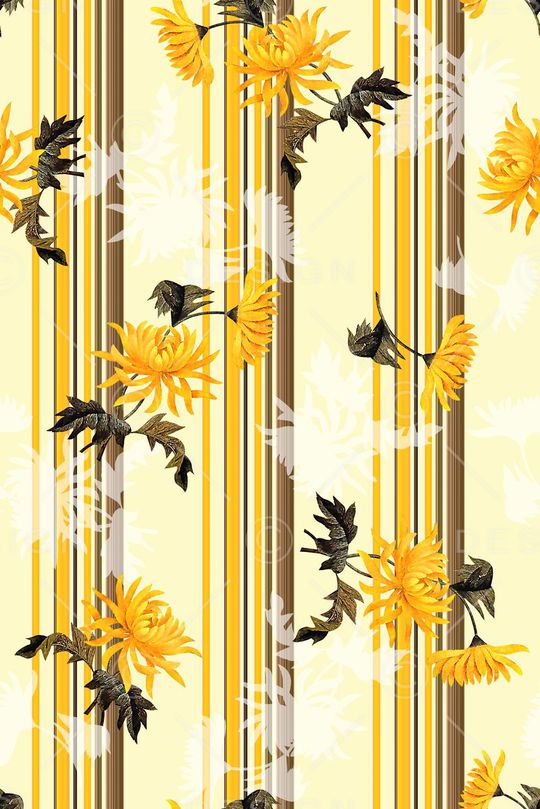 抽象手绘满版花卉印花华亿平台图片