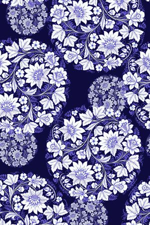 民族风青花瓷组合印花华亿平台图片