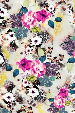 手绘花卉印花华亿平台图片