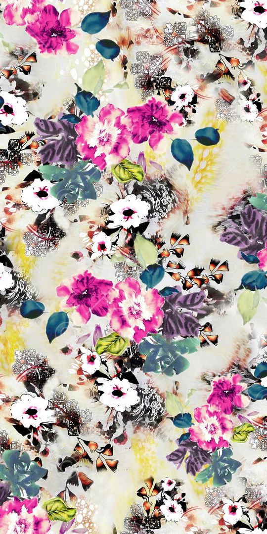 手绘花卉印花华亿平台图片