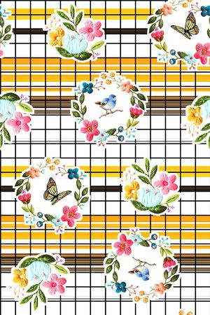 抽象手绘满版刺绣印花华亿平台图片