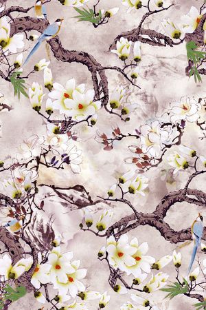 花鸟印花华亿平台图片