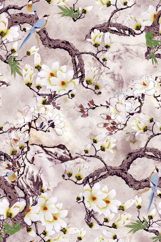 花鸟印花华亿平台图片