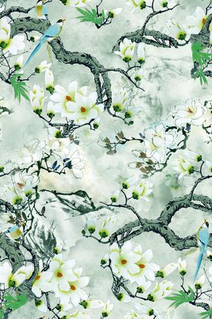 花鸟印花华亿平台图片