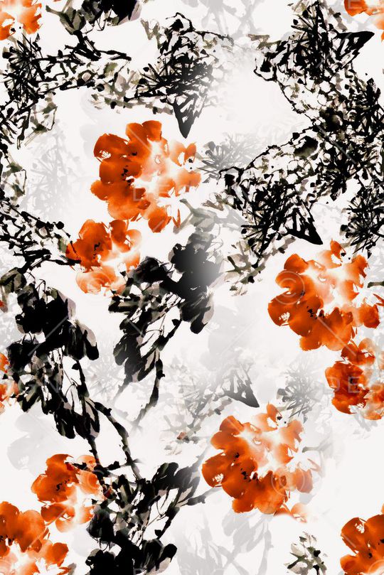 写意画印花华亿平台图片