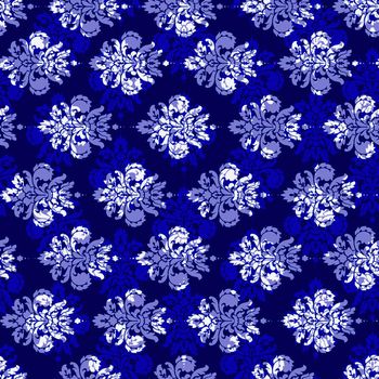 640009-叠加卷草底纹墙纸蓝