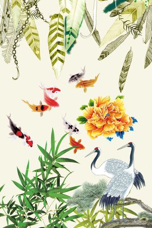 仙鹤印花华亿平台图片