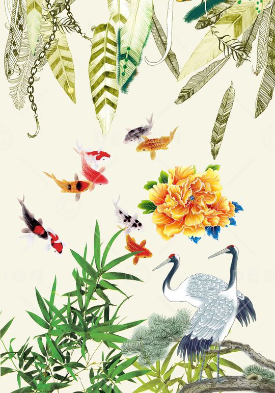 仙鹤印花华亿平台图片