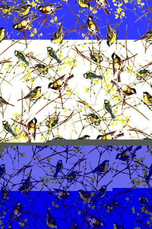 中国风工笔花鸟印花华亿平台图片