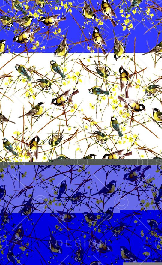 中国风工笔花鸟印花华亿平台图片