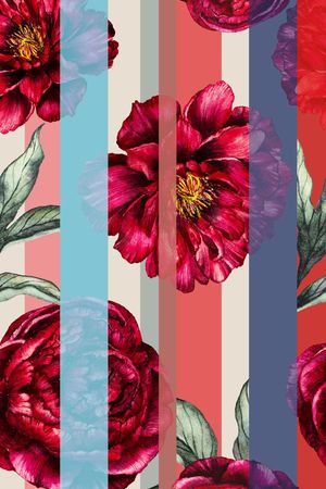 手绘花卉印花华亿平台图片