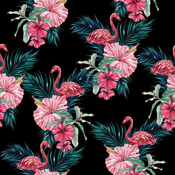 640417-烈火鸟热带棕树叶黑