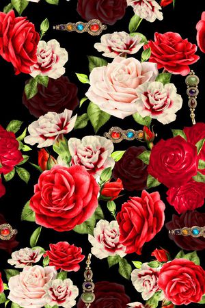 手绘花卉印花华亿平台图片