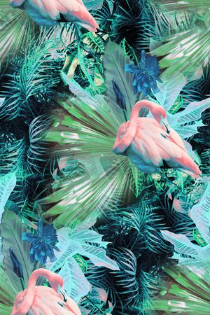 火烈鸟印花华亿平台图片