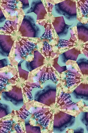 几何、拼接、抽象花卉印花华亿平台图片