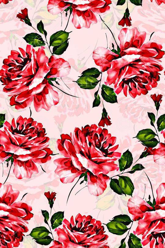 时尚抽象手绘玫瑰花花卉数码印花印花华亿平台图片