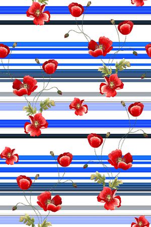 抽象手绘满版花卉印花华亿平台图片