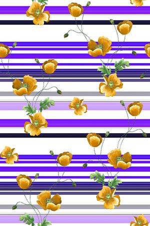 抽象手绘满版花卉印花华亿平台图片