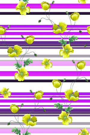 抽象手绘满版花卉印花华亿平台图片