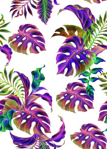 640720-简约芭蕉叶棕树叶负白