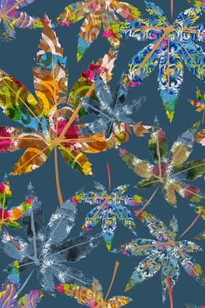 树叶印花华亿平台图片