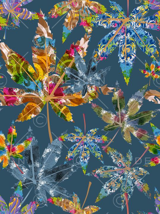 树叶印花华亿平台图片