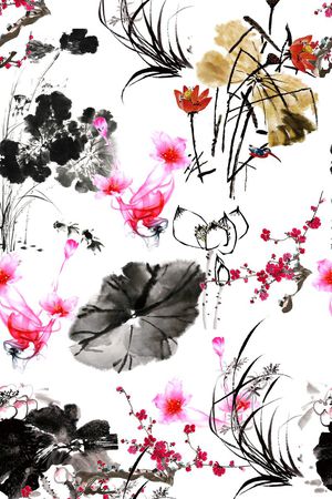 水墨印花华亿平台图片