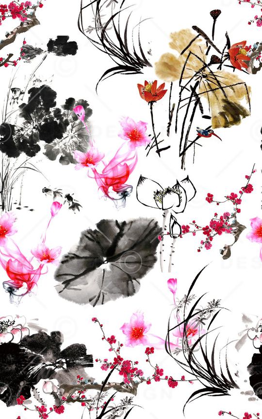 水墨印花华亿平台图片