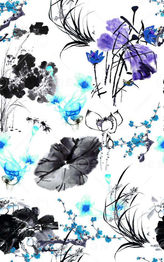 水墨印花华亿平台图片