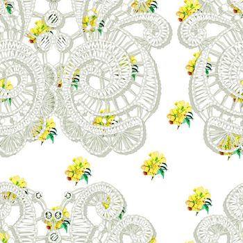 641021-编织蕾丝花卉黄