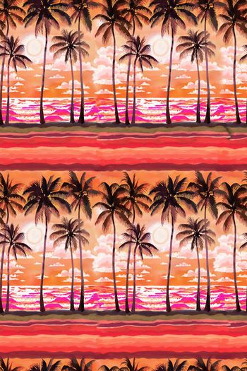 641028-海滩风手绘棕榈树