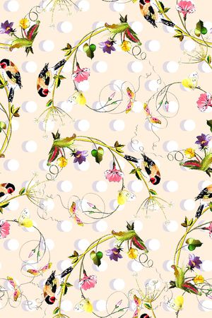 抽象手绘满版小花卉印花华亿平台图片