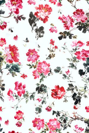 牡丹印花华亿平台图片